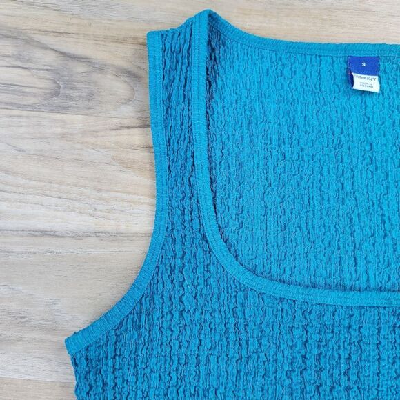 🔺️Old Navy Teal Square Neck Textured Sleeveless Top Small - Picture 7 of 11